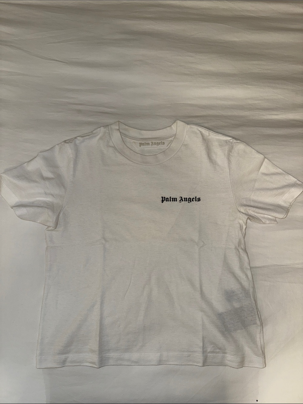 Palm Angels White Short Sleeve Tee with Black Logo